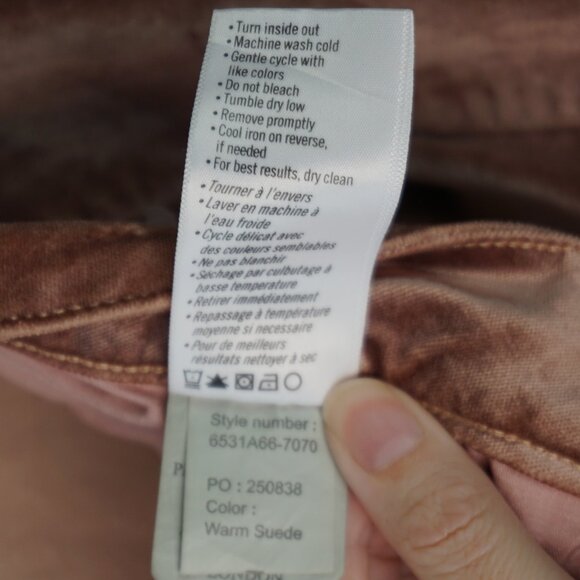 New Paige Cindy Velvet Straight Leg Twisted Seam Pants in Warm Suede size 34 - Picture 16 of 16